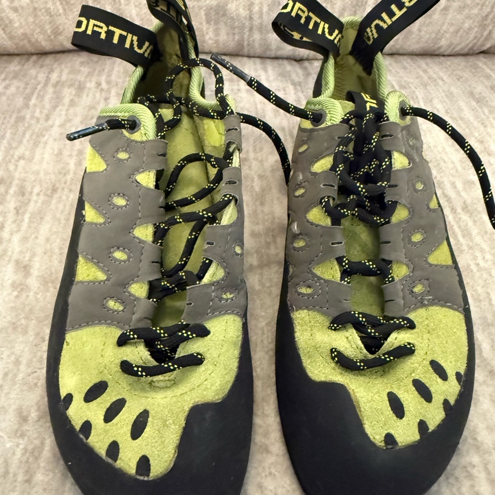 La Sportiva Lime and Gray Climbing Shoes